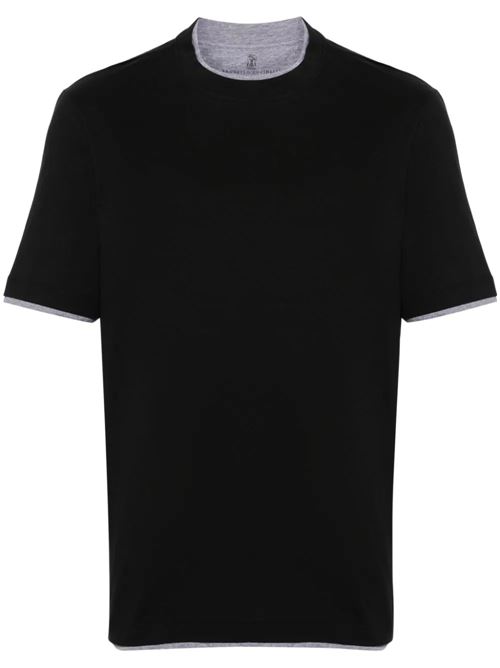 Black cotton men's t-shirt Brunello Cucinelli | M0B137427CCB75